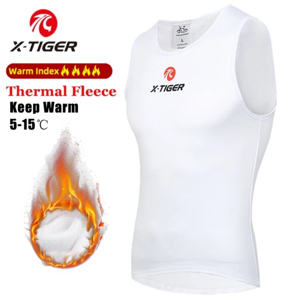 Chaleco de ciclismo X-TIGER, camisetas de invierno para ciclismo, capa Base para bicicleta de montaña, sin mangas, medias para mantener el calor, camiseta para bicicleta, ropa interior deportiva para bicicleta