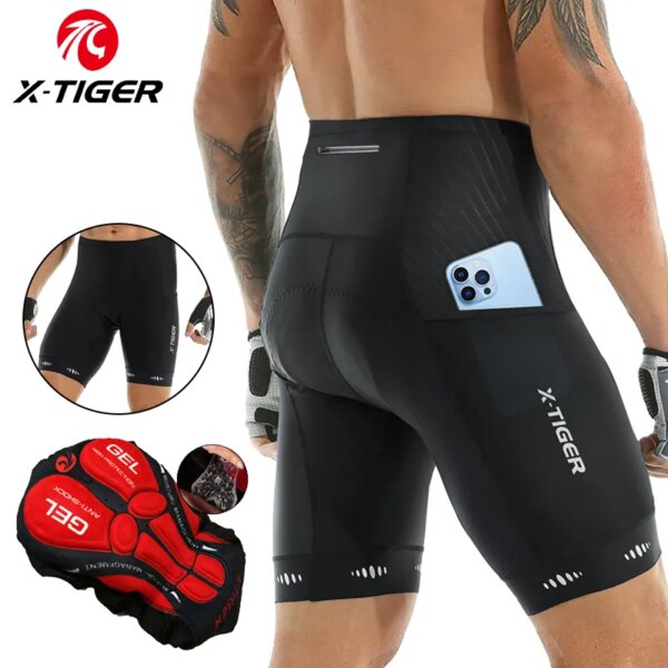 X-TIGER-pantalones cortos de ciclismo para hombre, Coolmax 5D acolchados, pantalones para montar en bicicleta, a prueba de golpes, pantalones cortos para bicicleta de montaña, medias para ciclismo