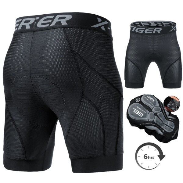 X-TIGER Pantalones cortos de ciclismo para hombre con gel acolchado 5D, pantalones cortos de ciclismo MTB con diseño absorbente transpirable