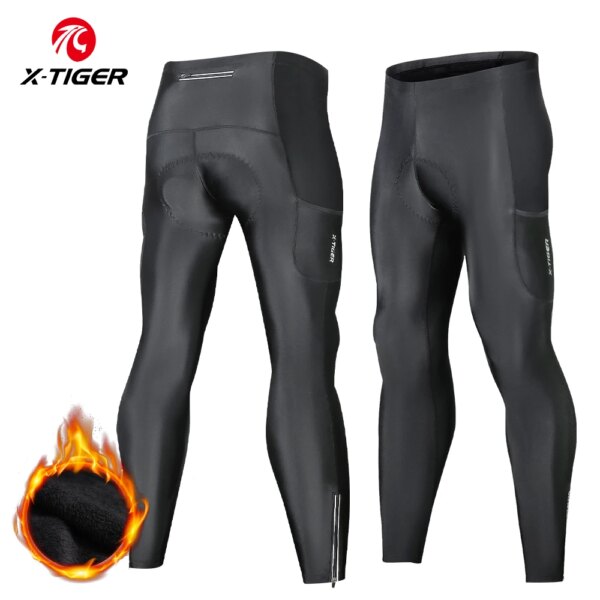 X-TIGER pantalones de ciclismo de invierno para hombre, pantalones térmicos de lana de Lycra a prueba de viento, pantalones deportivos transpirables, pantalones de deporte que mantienen el calor