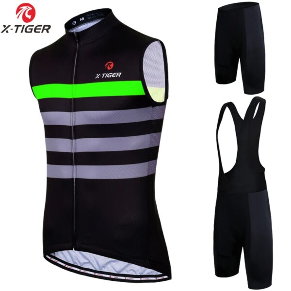 X-TIGER Pro-Chaleco de ciclismo sin mangas, ropa de bicicleta de montaña, Kit de ciclismo, uniforme de bicicleta, conjunto de Jersey de ciclismo Anti-UV