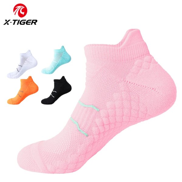 X-TIGER calcetines de ciclismo para mujer, calcetines de algodón Aero antideslizantes para deportes, fútbol, ​​correr, bicicleta y senderismo, calcetines para acampar, fútbol y baloncesto