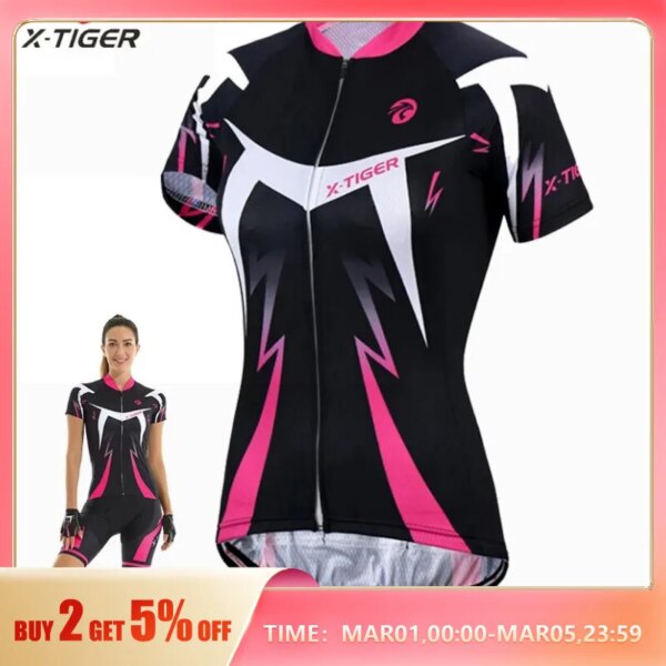 X-TIGER-Camiseta de ciclismo para mujer, ropa de ciclismo Anti-UV de verano, ropa de bicicleta de montaña de secado rápido, Jersey corto