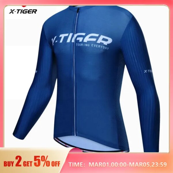 Camiseta de ciclismo de manga larga x-tiger, camiseta de ciclismo para bicicleta de montaña y carretera, camiseta de carreras DH transpirable de secado rápido