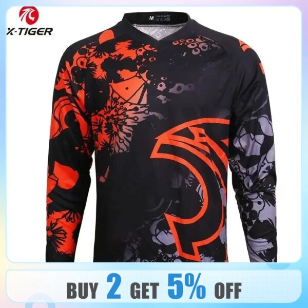 X-Tiger Motocross Racing Ropa deportiva Camisetas de ciclismo 100% poliéster Ciclismo Secado rápido Bicicleta de manga larga y corta Transpirable