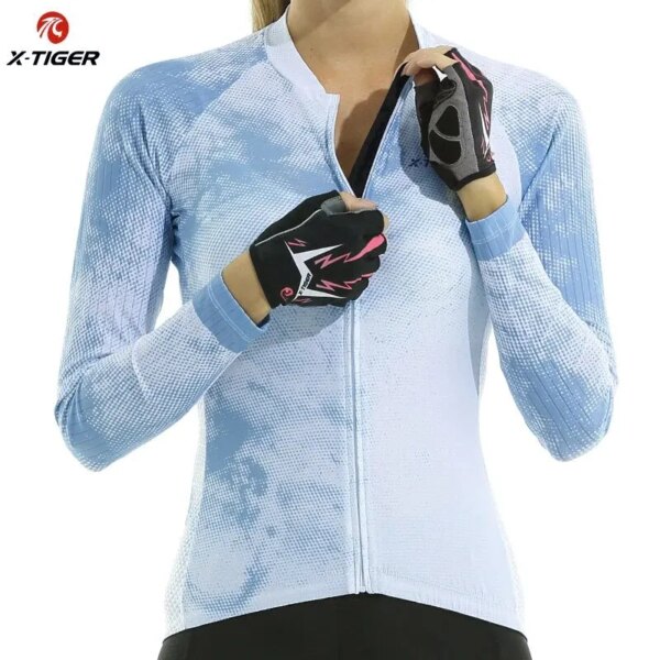 X-tiger-camisetas de Ciclismo para mujer, Ropa transpirable de manga larga para primavera, Maillot, Ropa de Ciclismo para Hombre