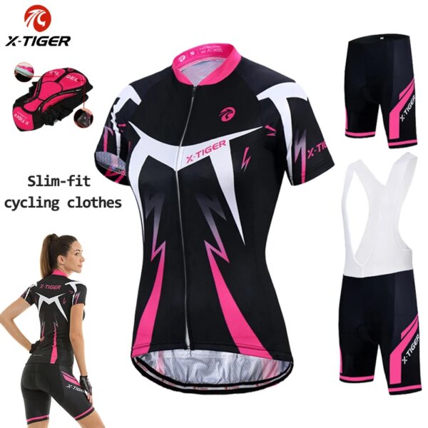 Conjunto de Jersey de ciclismo x-tiger para mujer, ropa de ciclismo Anti-UV de verano, ropa de ciclismo de montaña de secado rápido para mujer, conjunto de ciclismo