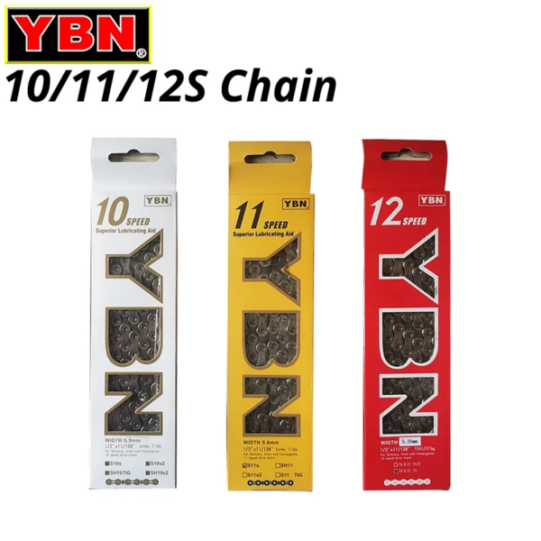 YBN 10/11/12S cadena MTB montaña cadenas de bicicleta de carretera 10 11 12 velocidades bicicleta hueca enlace rápido plata S11S S12S Compatible SHIMANO