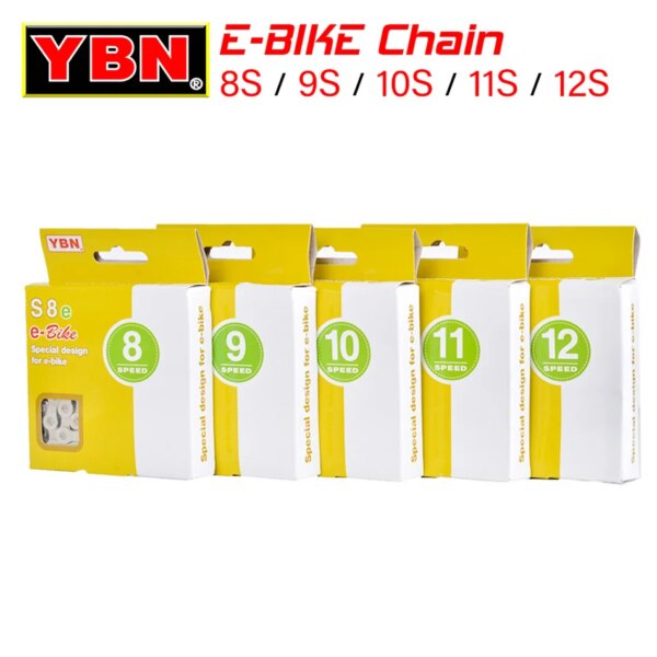 YBN-cadena para bicicleta eléctrica, cadenas para bicicleta deportiva eléctrica de 8, 9, 10, 11 y 12 velocidades, 136 eslabones, piezas antioxidantes para bicicleta eléctrica con hebilla mágica para Shimano