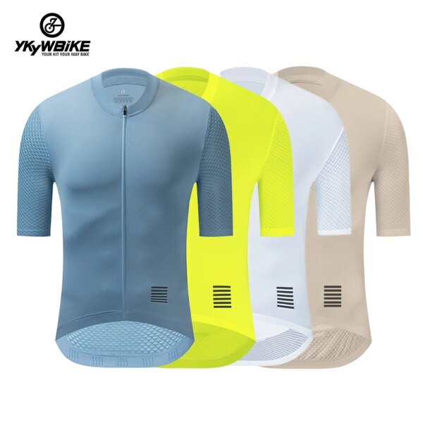 YKYW-Camiseta de ciclismo profesional de manga corta para hombre, camisas amarillas transpirables, Maillot MTB, camisetas para bicicleta de carrera y carretera, ropa de bicicleta