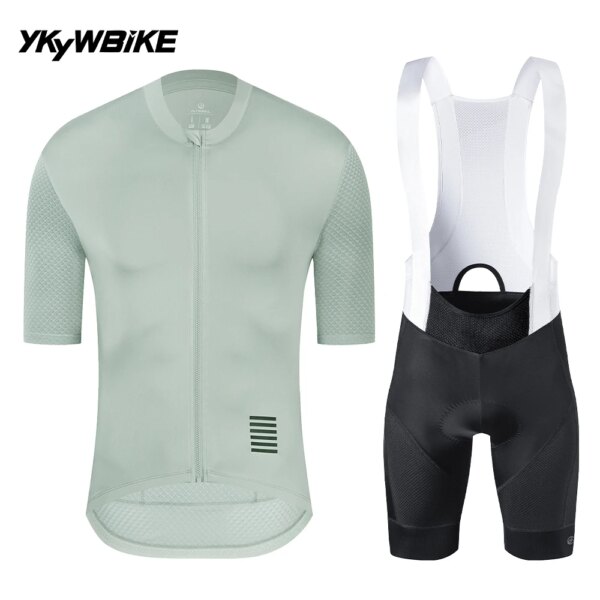 YKYWBIKE-Conjunto de ciclismo para hombre, camiseta y pantalones cortos con pechera, ropa para bicicleta de carretera, Maillot para montar en verano, 2024