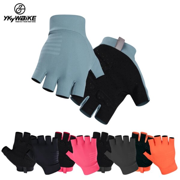 YKYWBIKE-guantes de ciclismo para hombre y mujer, accesorios para bicicleta, medio dedo, deportivos de verano, a prueba de golpes, ligeros y suaves