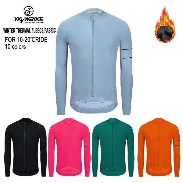 YKYWBIKE Chaqueta de Ciclismo Invierno Manga Larga Jersey Ropa de Bicicleta Polar Térmico MTB Ropa de Bicicleta Jersey 10 Colores