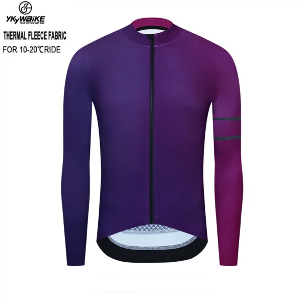 YKYWBIKE-Camiseta térmica de ciclismo para hombre, de lana, de manga larga, para mantener el calor, camisetas para bicicleta de carretera, MTB, chaquetas, ropa de invierno