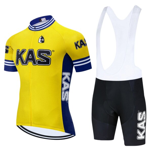 Amarillo KAS 2021 equipo Ciclismo Jersey 20D babero conjunto Ropa de bicicleta Ropa de Ciclismo Ropa de bicicleta para hombre Maillot corto Culotte