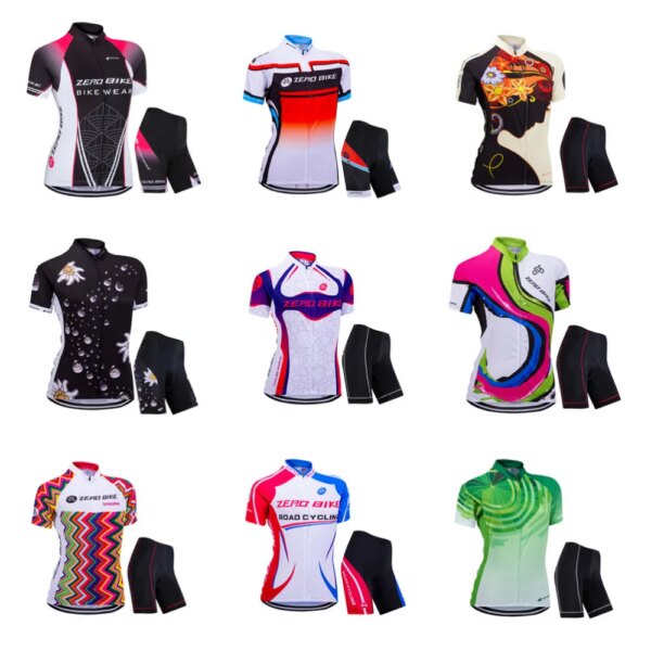 ZEROBIKE de alta calidad para mujer, Jersey de secado rápido para bicicleta de montaña, pantalones cortos con relleno 3D, Camiseta deportiva de verano, Tops, Ropa de Ciclismo