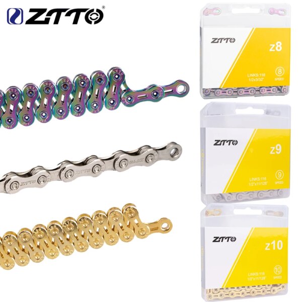 ZTTO bicicleta 8 9 10 Cadena de velocidad 116 eslabones MTB cadenas de bicicleta de carretera bloqueo de energía de alta calidad 8 S 9 v 10 v accesorios de ciclismo actuales