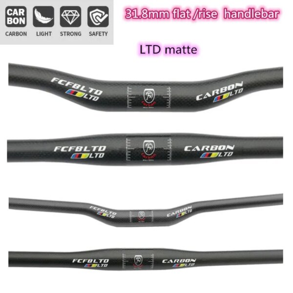 Manillar de carbono MTB manillar plano o elevado 31,8*580/600/620/640/660/680/700/720/740/760mm piezas de bicicleta mate