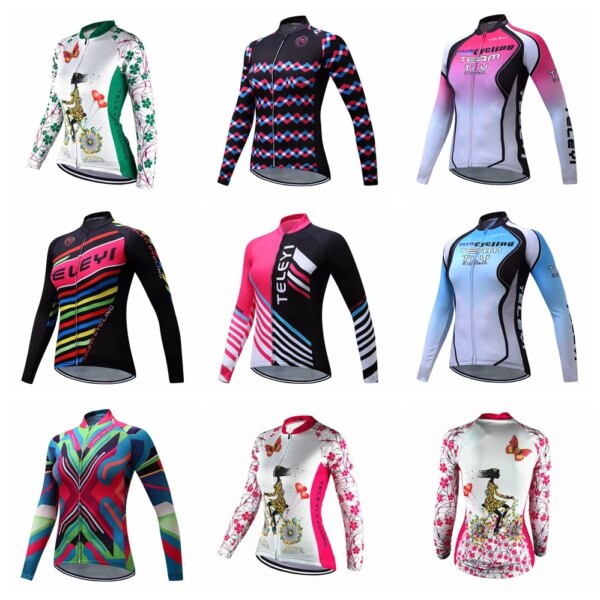 Camiseta de Ciclismo para mujer, camiseta de manga larga para mujer, Top Pro Team Pro Team, Ropa de Ciclismo, Maillot, camisas de equitación, blusa rosa transpirable