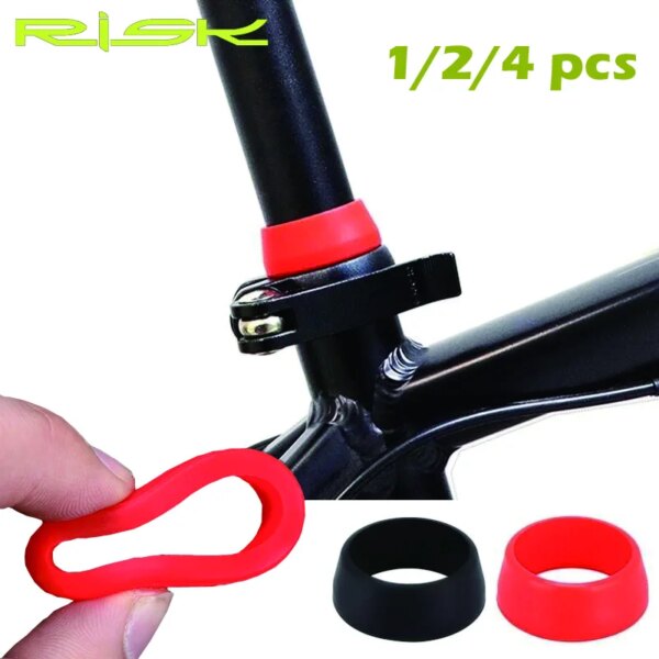 1/2/4 Uds tubo Protector de tija de sillín de bicicleta negro rojo impermeable goma O anillo tija de sillín de bicicleta cubierta antipolvo de silicona para bicicleta de montaña