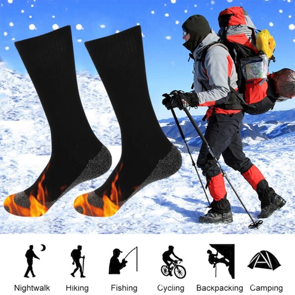 1/2 pares de calcetines autocalentables calcetines térmicos suaves elásticos gruesos calcetines antideslizantes para mujeres hombres Camping pesca ciclismo esquí