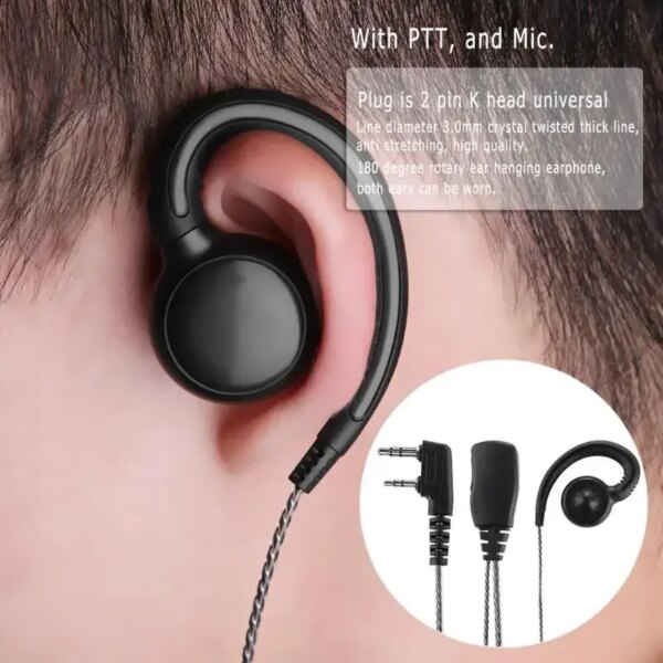 Auricular interno de 1,2 m con micrófono PTT, auricular de 2 pines para Radio de 2 vías, accesorios de Walkie Talkie para Kenwood Motorola Boafeng