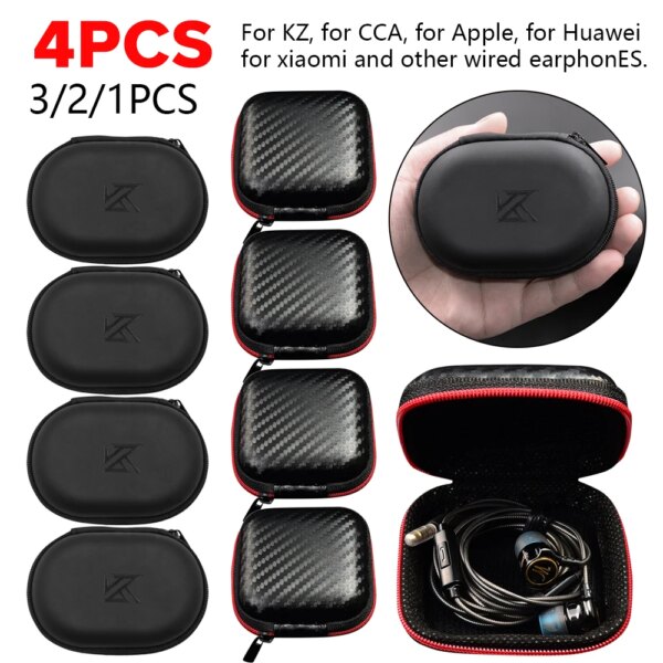 Estuche para auriculares KZ/QKZ, caja de almacenamiento para auriculares, bolsa portátil para auriculares con cable, bolsa de transporte para BA10 AS10 ES4 KZ CAA, 1-4 Uds.