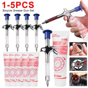 Juego de pistola engrasadora y lubricante de aceite para bicicleta, herramientas de reparación de ciclismo de montaña, 1-5 uds.