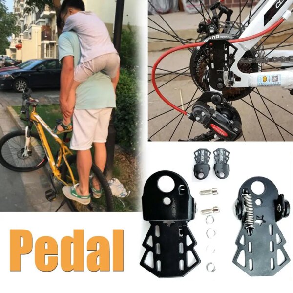 Pedales traseros antideslizantes para bicicleta, Pedal plegable de acero, soporte para bicicleta, reposapiés para asiento trasero de seguridad infantil, 1 par