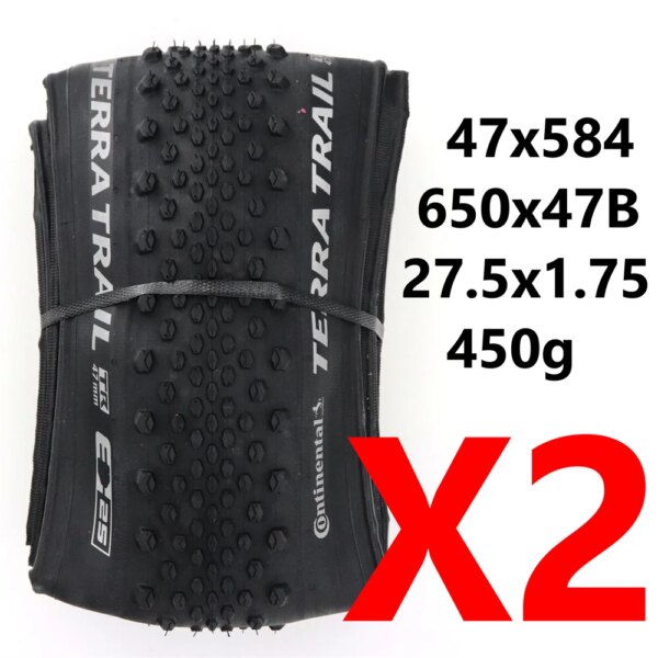 1 par Continental Terra Trail TLR 47-584 E-25 neumático plegable Clincher Cyclocross 650B bicicleta de grava neumático sin cámara listo 27,5x1,75 pulgadas