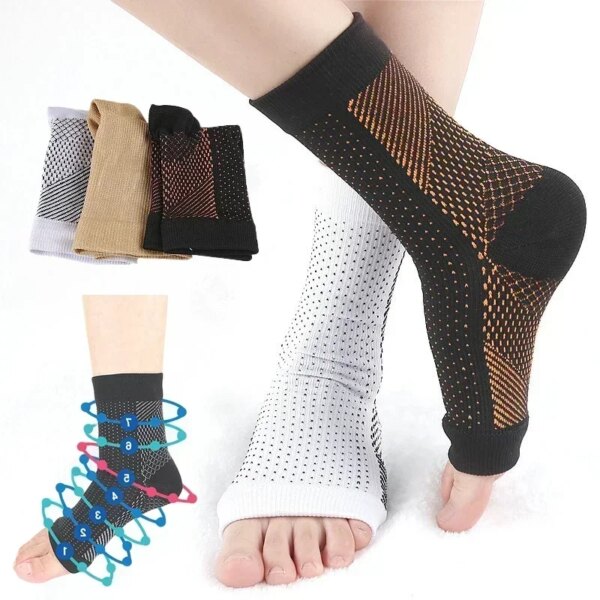 Calcetines de compresión antifatiga para hombre y mujer, calcetín deportivo para correr y Yoga, alivio del dolor, soporte para el tobillo, 1 par