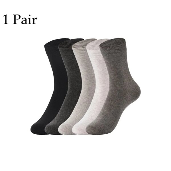 1 par de Calcetines de negocios para hombre, Calcetines de algodón informales transpirables de Color sólido negro, blanco y gris, Calcetines suaves para hombre