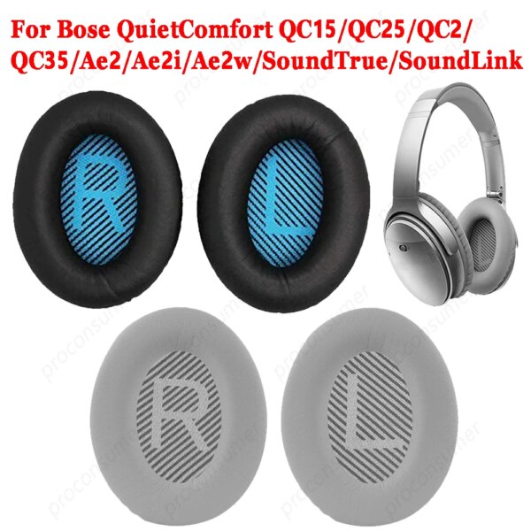 Almohadillas de repuesto para auriculares, orejeras para Bose QuietComfort QC15 QC25 QC2 QC35 Ae2 Ae2i Ae2w SoundTrue Soundlink, 1 par