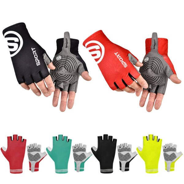 1 par de guantes deportivos para ciclismo, guantes de medio dedo con absorción de impacto para bicicleta, guantes reflectantes transpirables para mujeres y hombres, guantes de medio dedo