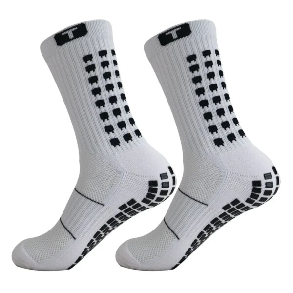 1 par de calcetines deportivos T, calcetines antideslizantes con agarre, calcetines de fútbol con agarre potente, calcetines deportivos transpirables para hombre, talla única