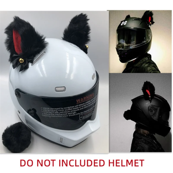 1 Juego de casco de motocicleta con orejas de gato de peluche, campanas traseras para Motocross, casco todoterreno, decoración, accesorios bonitos, pegatina para Cosplay, estilo automático