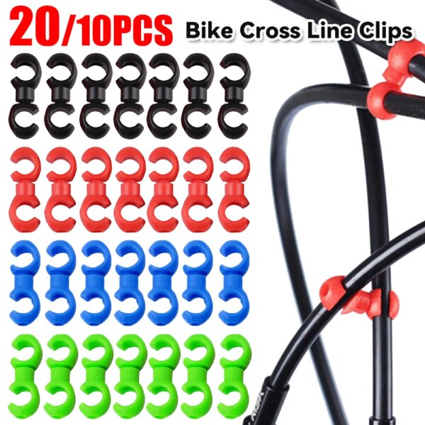 Clips de línea cruzada para bicicleta, hebillas de tubo giratorios de estilo S, Clips de Cable de engranaje de freno de bicicleta, accesorios para bicicleta, 10/20 Uds.