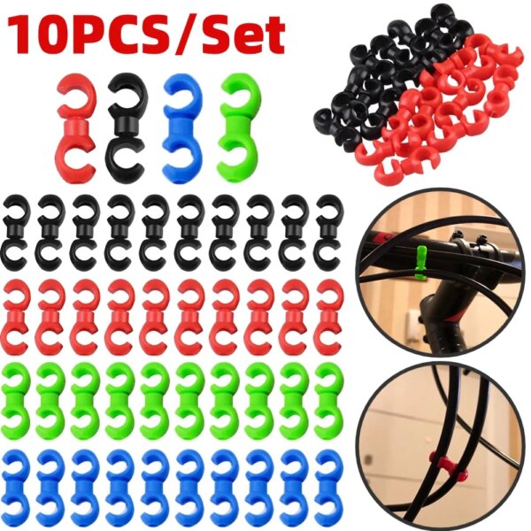 10/20 piezas Clips de Cable de freno de bicicleta MTB en forma de S líneas de freno de bicicleta manguera gancho Clips soporte guía hebilla de manguera Clip herramienta de ciclismo