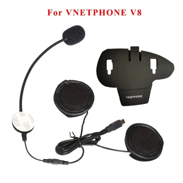 Mini conector USB de 10 pines, micrófono, altavoz, auriculares y casco, intercomunicador con Clip para VNETPHONE V8, intercomunicador para motocicleta, Bluetooth