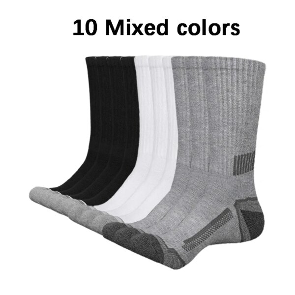 10 pares de calcetines deportivos de baloncesto a rayas de tubo medio para hombres y mujeres, calcetines casuales transpirables y absorbentes del sudor