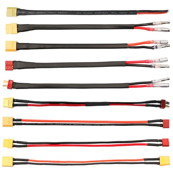 100% nuevo Cable de batería para exteriores duradero y práctico Ebike XT60 hembra-XT macho 200mm de longitud negro + amarillo + rojo