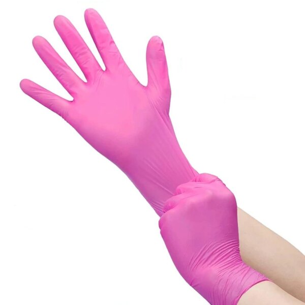 Paquete de 100 guantes desechables de nitrilo, guantes de vinilo sin polvo y látex de calidad alimentaria, guantes de trabajo para limpieza de cocina, tatuajes de belleza