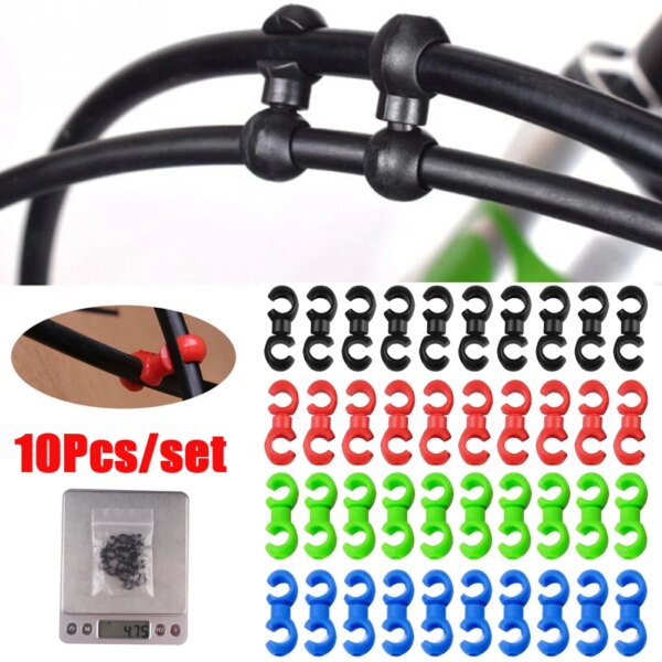 10 unids/set de Clips de línea cruzada para bicicleta, Cable de engranaje de freno para bicicleta de montaña y carretera, Clips de estilo S, piezas de repuesto para ciclismo