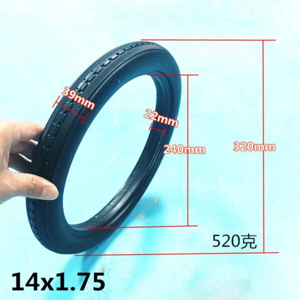 Neumático sólido de 14 pulgadas, 14x1,75, no inflable, a prueba de explosiones, útil y duradero, para bicicleta de montaña o de carretera, repuesto de neumáticos para ciclismo
