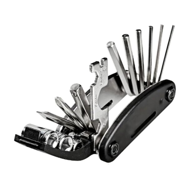 Kit de herramientas de reparación de bicicletas métricas plegables 16 en 1, juego de herramientas mecánicas de bicicletas y motocicletas multifuncionales portátiles
