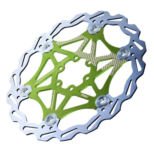 Rotor de bicicleta de 160mm, rotores de disco de freno flotantes para bicicleta de carretera MTB, 6 pernos, color verde