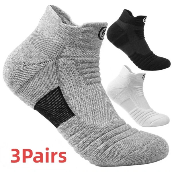 Calcetines de compresión para hombre, medias transpirables de baloncesto, deportes, ciclismo, correr, toalla, calcetines de tubo de alta elasticidad, 3 par/lote