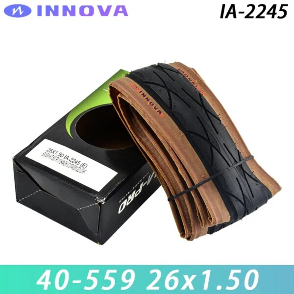 INNOVA-neumático de bicicleta de montaña IA-2245, 26x1,50, pared lateral marrón, 26 pulgadas, neumático medio calvo, piezas de ciclismo plegables para bicicleta de montaña