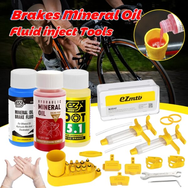 Aceite Mineral para frenos de bicicleta, Kit de purga de aceite de freno de disco hidráulico, aceite Mineral Shimano, herramienta de reparación de frenos de bicicleta de montaña y carretera