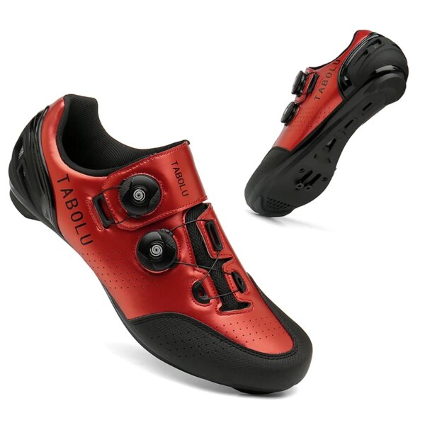 Zapatillas de ciclismo para hombre y mujer, zapatos de ciclismo de montaña con autosujeción, zapatos de nailon todoterreno para ciclismo de carretera, zapatos para bicicleta de montaña con hebilla y cordones